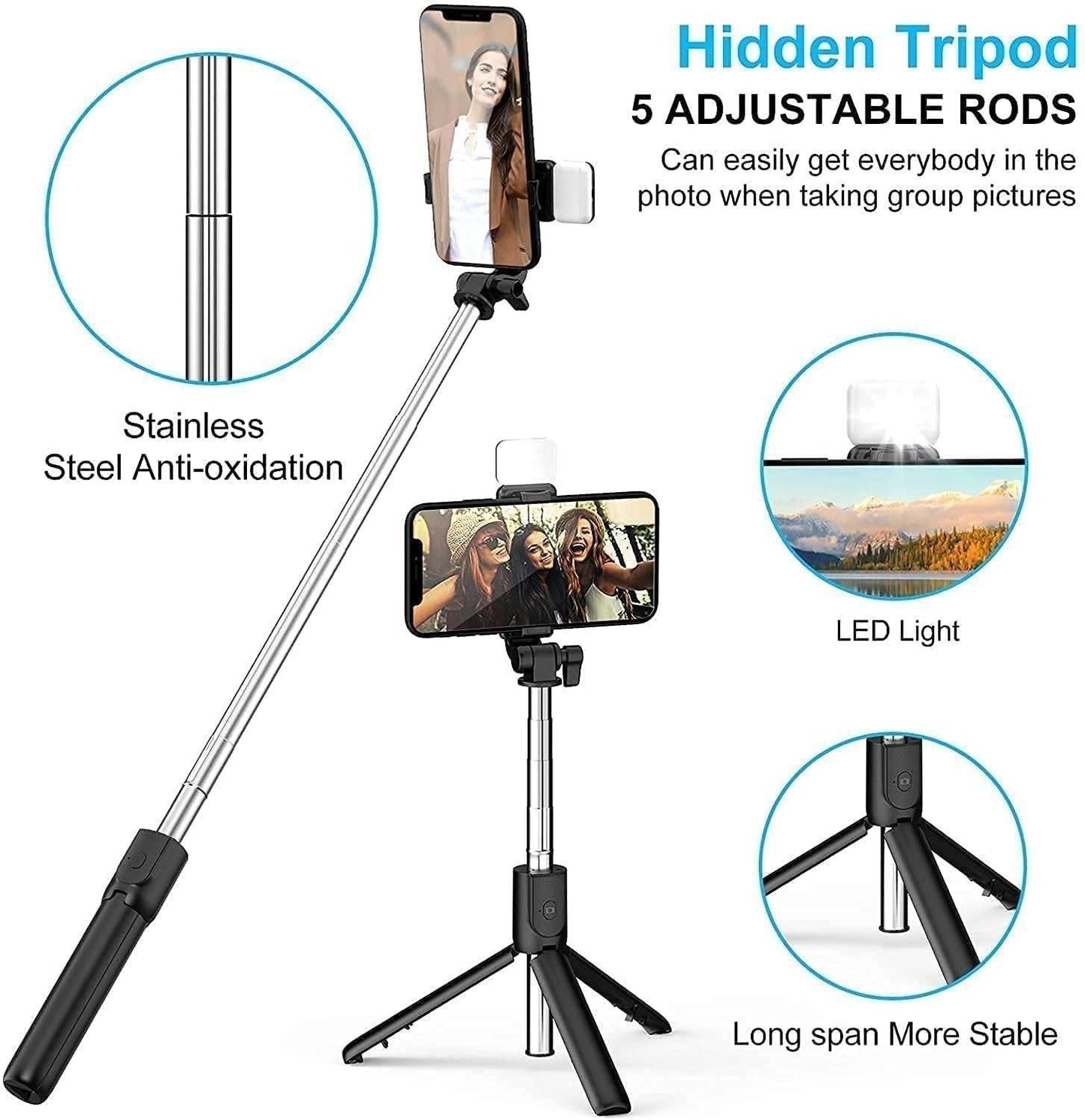 Bluetooth Selfie Stick Tripod