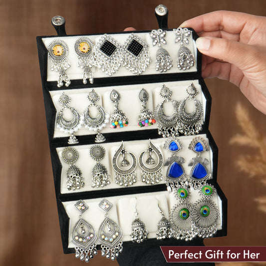 Royal Roots Oxidized Jhumki Set with Gift Box – Classic Indian Charm