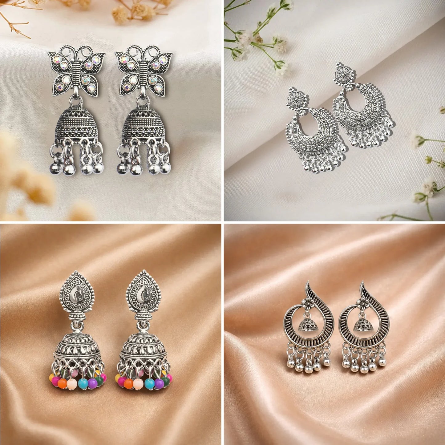 Royal Roots Oxidized Jhumki Set with Gift Box – Classic Indian Charm