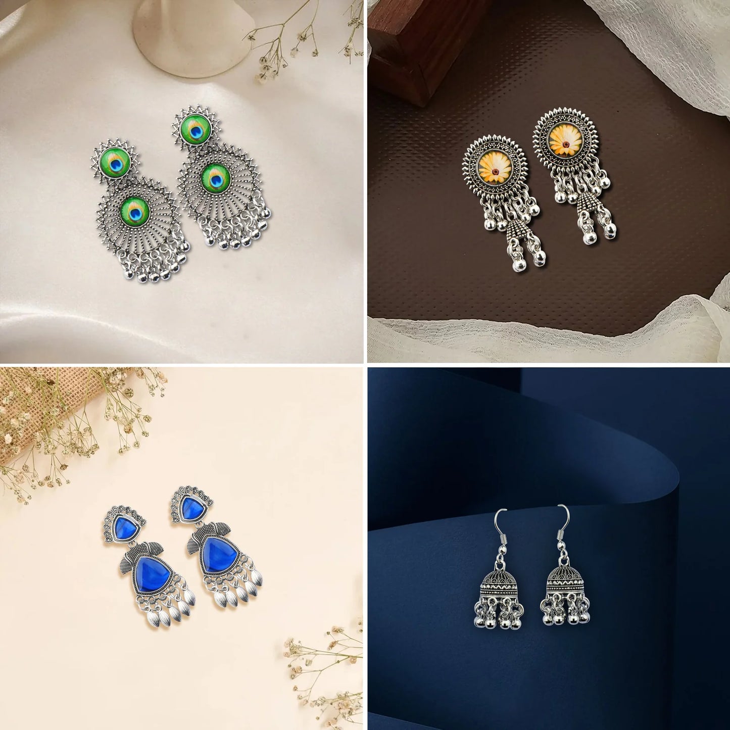 Royal Roots Oxidized Jhumki Set with Gift Box – Classic Indian Charm