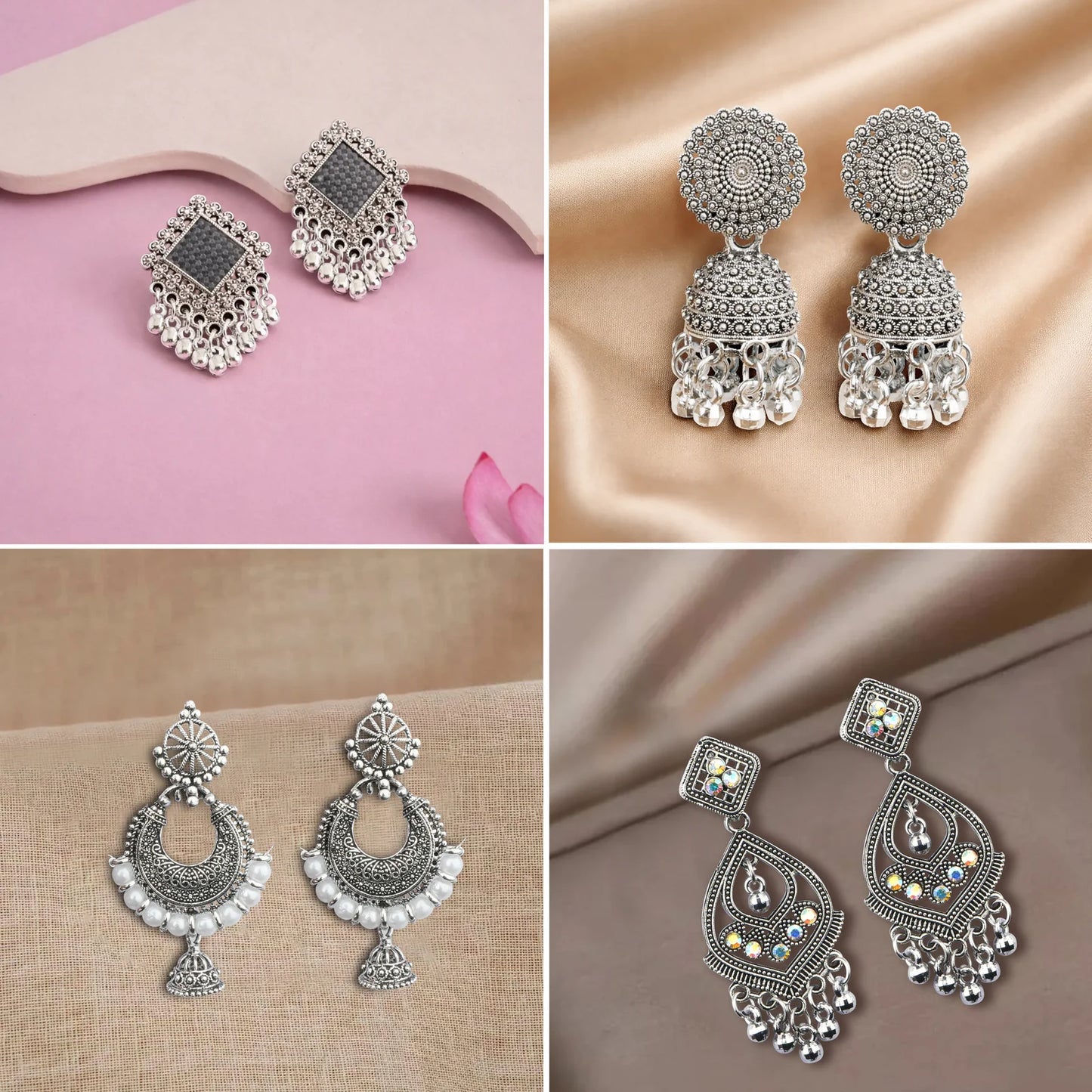 Royal Roots Oxidized Jhumki Set with Gift Box – Classic Indian Charm