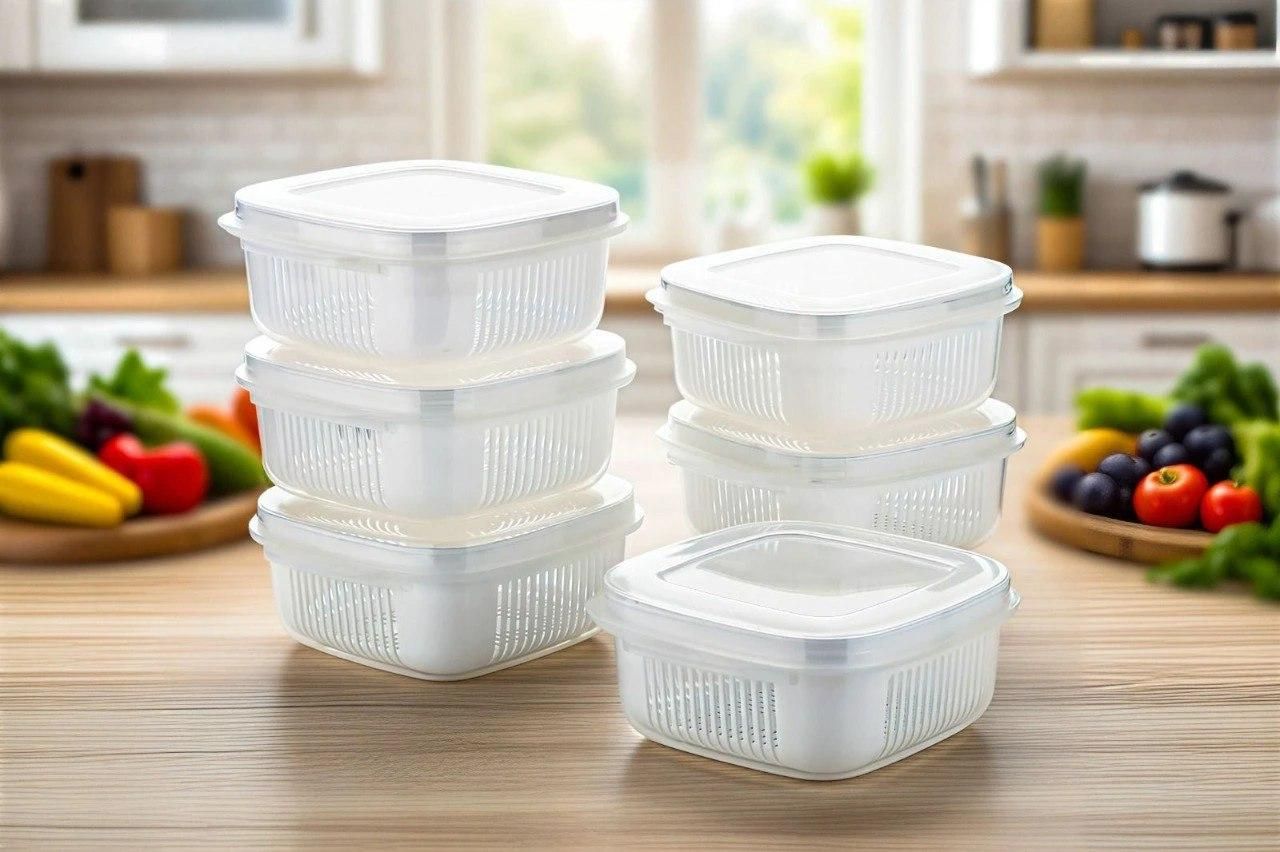 6-Piece Fridge Storage Organizer Set – Stackable, Space-Saving Kitchen Containers