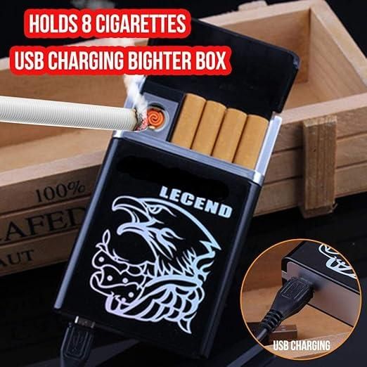 USB Rechargeable Cigarette Case with Lighter
