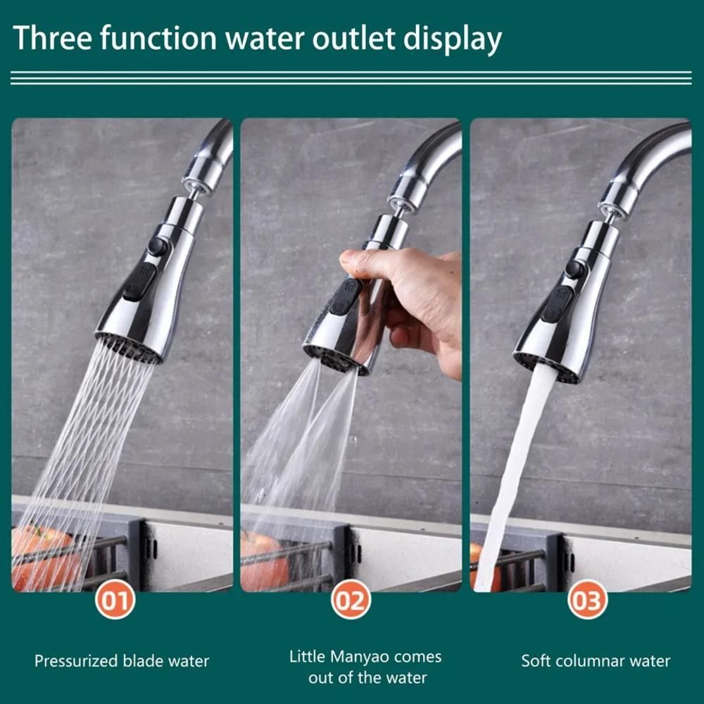 3-Mode Stainless Steel Kitchen Sink Faucet Head