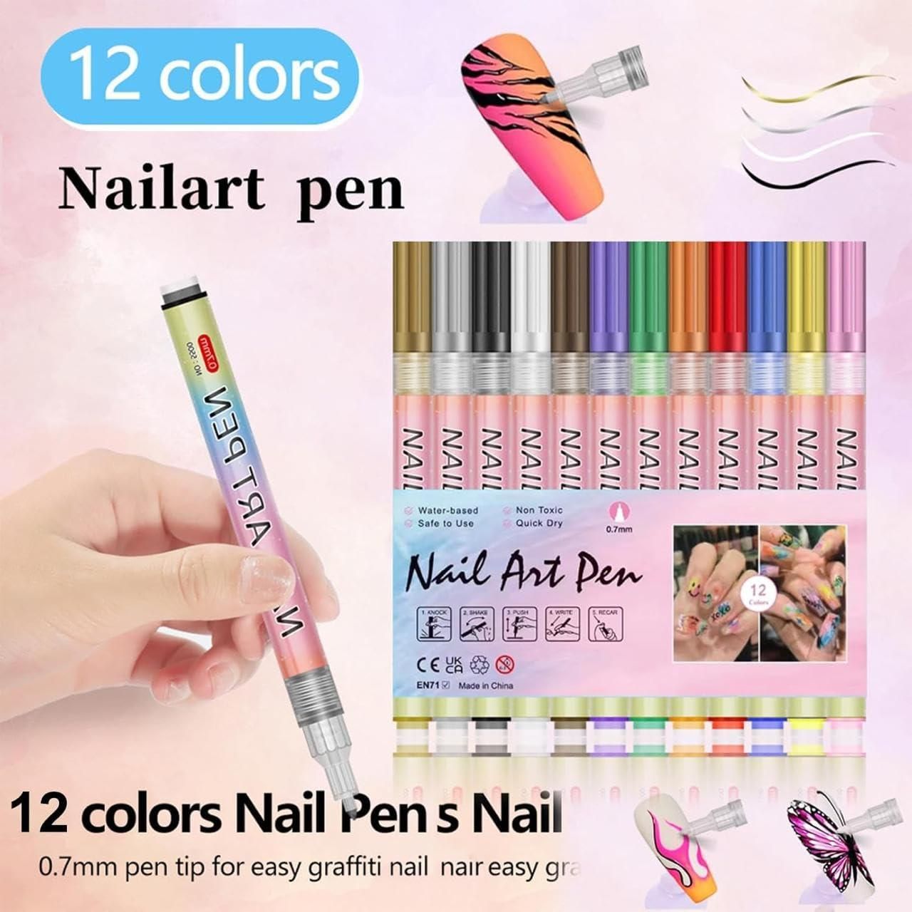 Nail Art Pens Set of 12 Colors
