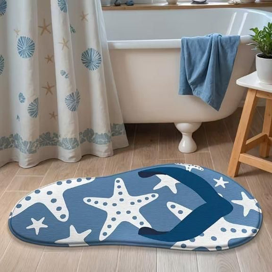 Starfish Design Anti-Slip Bathroom Floor Mat – Absorbent Rubber Bath Mat (45 × 90 cm, 1 Pc)