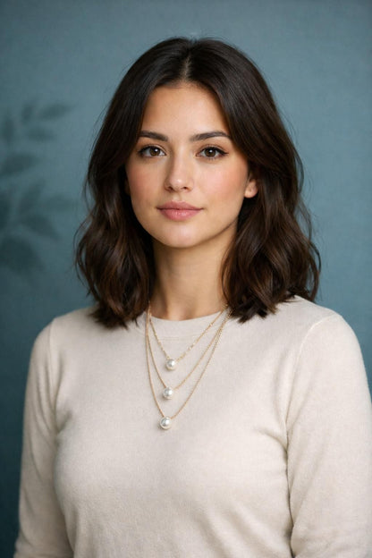 Gold Plated Layered Pearl Necklace for Women – Elegant Party & Everyday Wear Jewelry