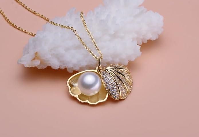 Oyster Pearl Shell Pendant Gold Plated Necklace for Women – Elegant & Timeless Jewelry