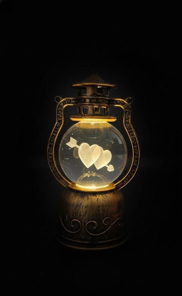 Romantic Crystal Ball Lamp with Heart Design – LED Decorative Night Light for Valentine’s Day & Home Décor