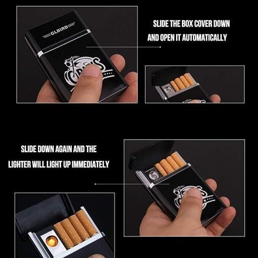 USB Rechargeable Cigarette Case with Lighter