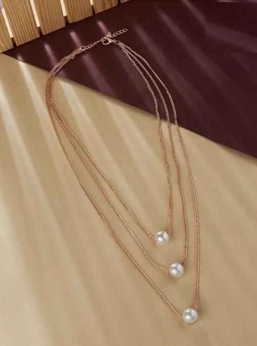 Gold Plated Layered Pearl Necklace for Women – Elegant Party & Everyday Wear Jewelry
