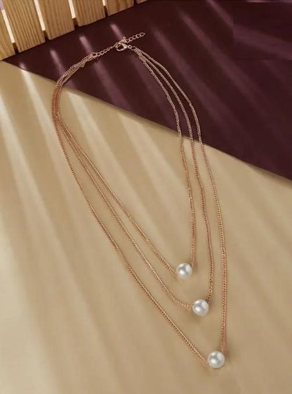 Gold Plated Layered Pearl Necklace for Women – Elegant Party & Everyday Wear Jewelry